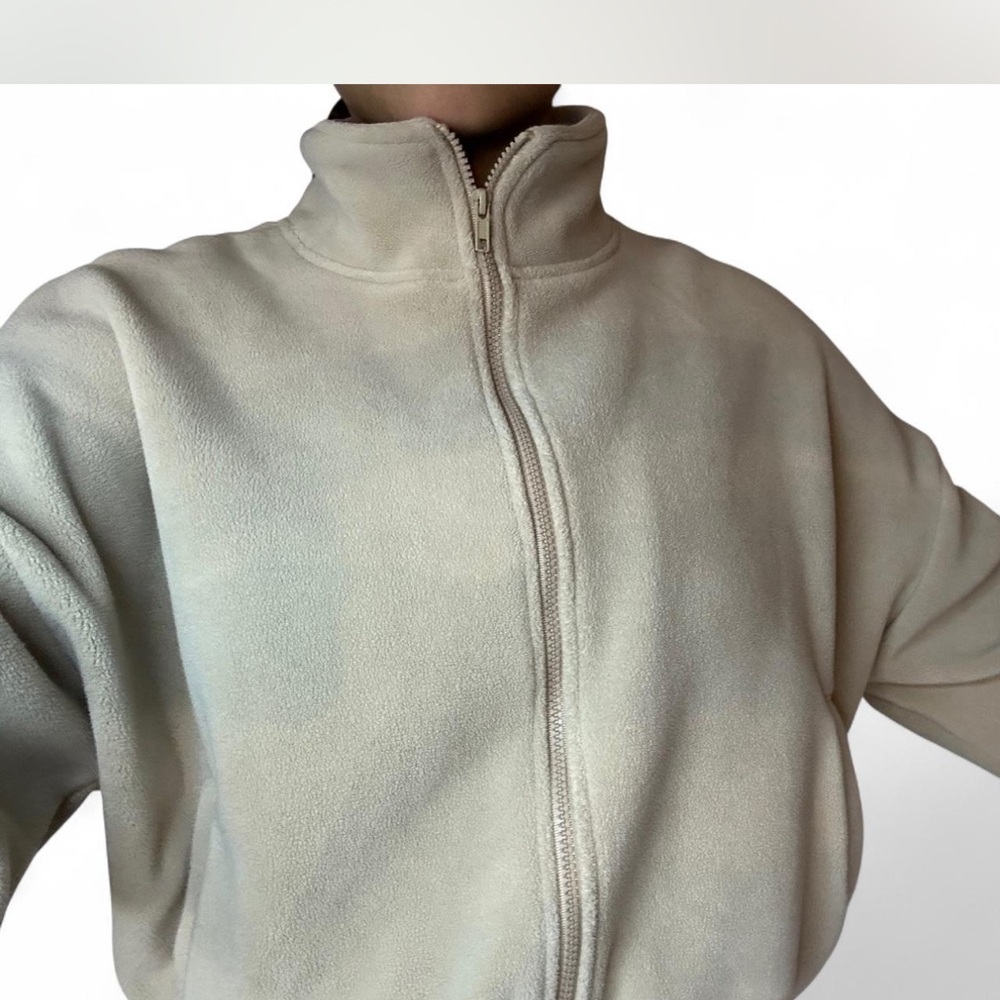 Beige Fleece Jacket with Zip - Picture 4 of 13
